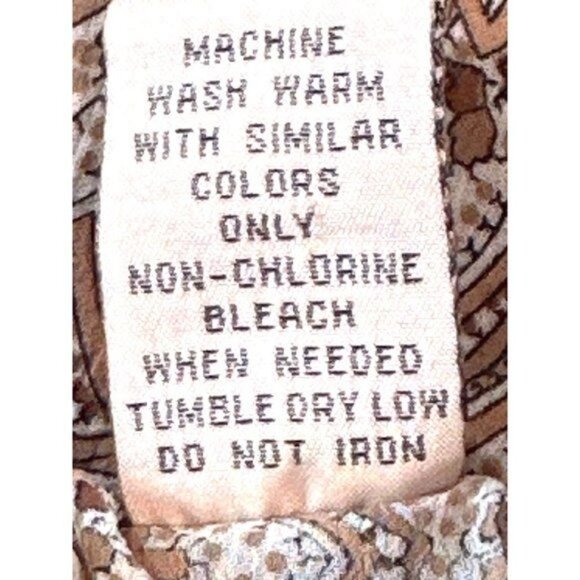 Apostrophe All Polyester Brown Hues Long Sleeve Bell Cut Cuffs Blouse Size 8 - Picture 9 of 9